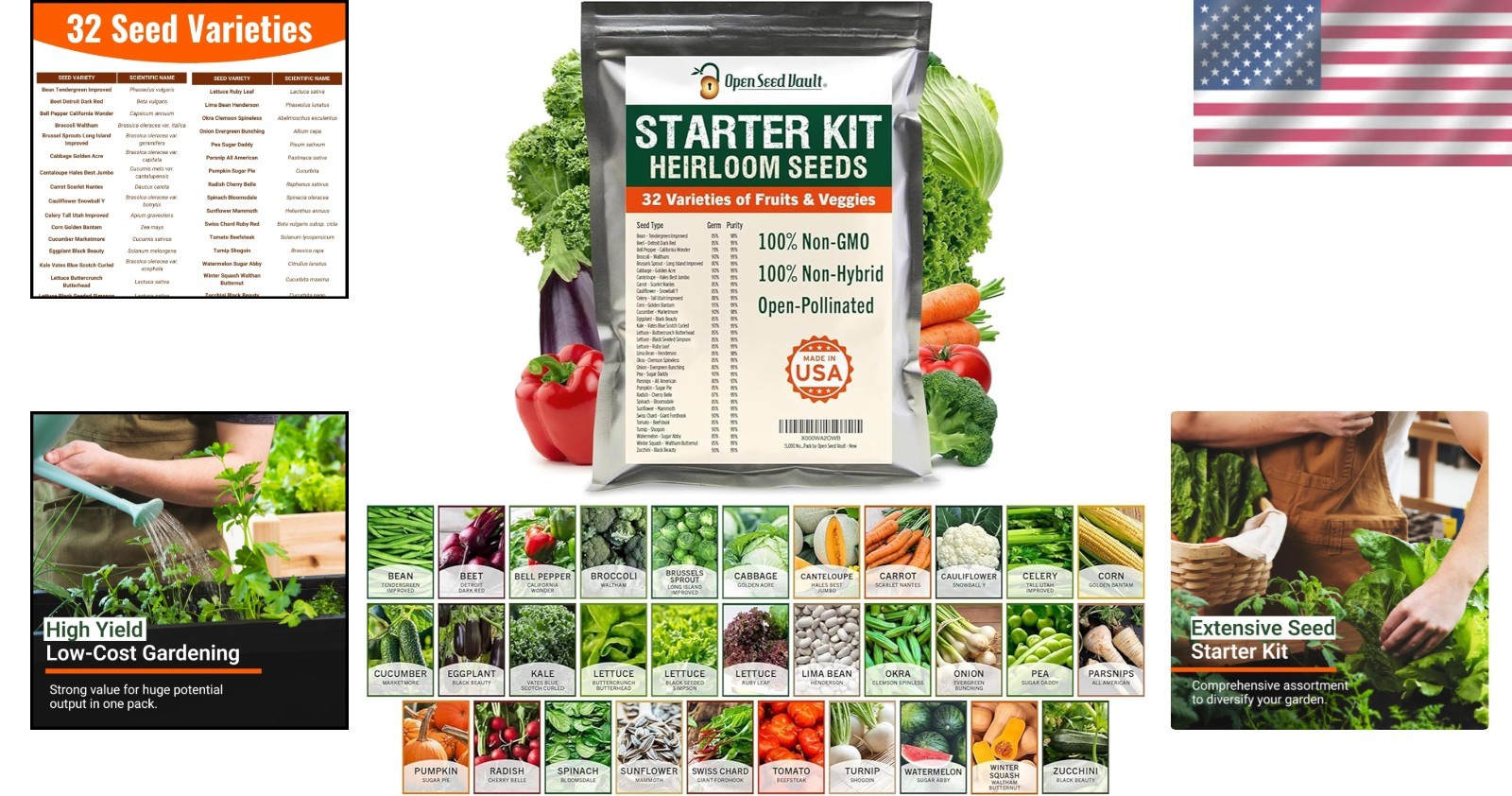 15,000 Heirloom Seeds – Versatile 32 Variety Collection for Any Gardener