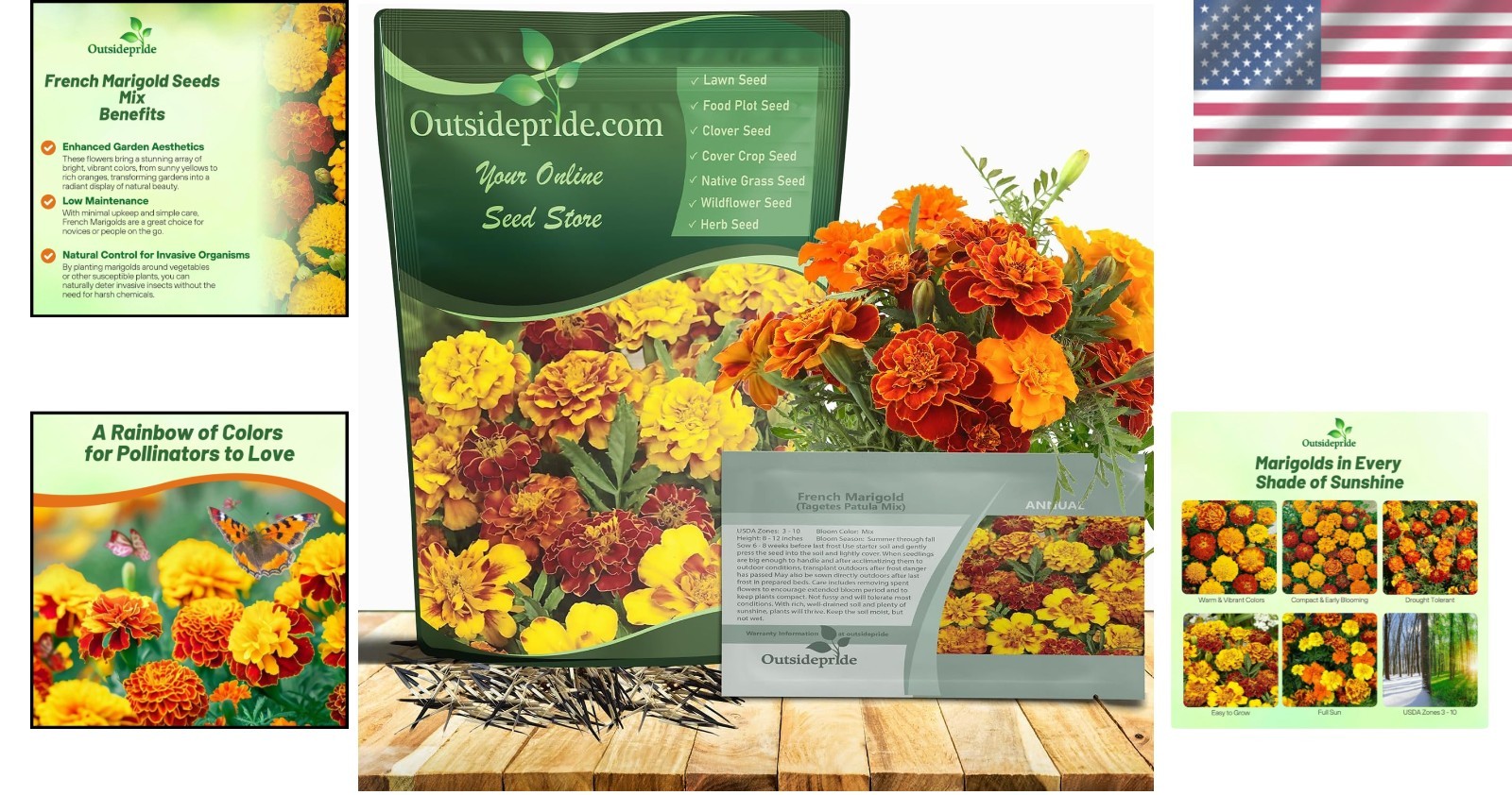 Heat & Drought Resistant French Marigold Seeds Mix – 1 Lb. Ideal for Any Garden