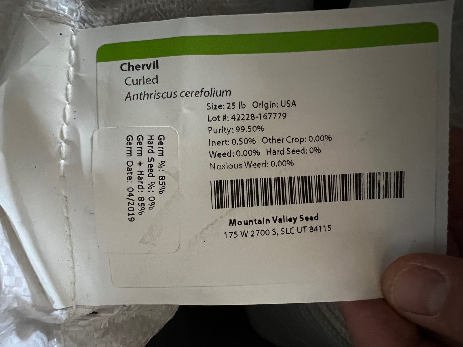 25lbs Chervil Slow Bolt seeds Microgreens Organic Non gmo USA mountain valley