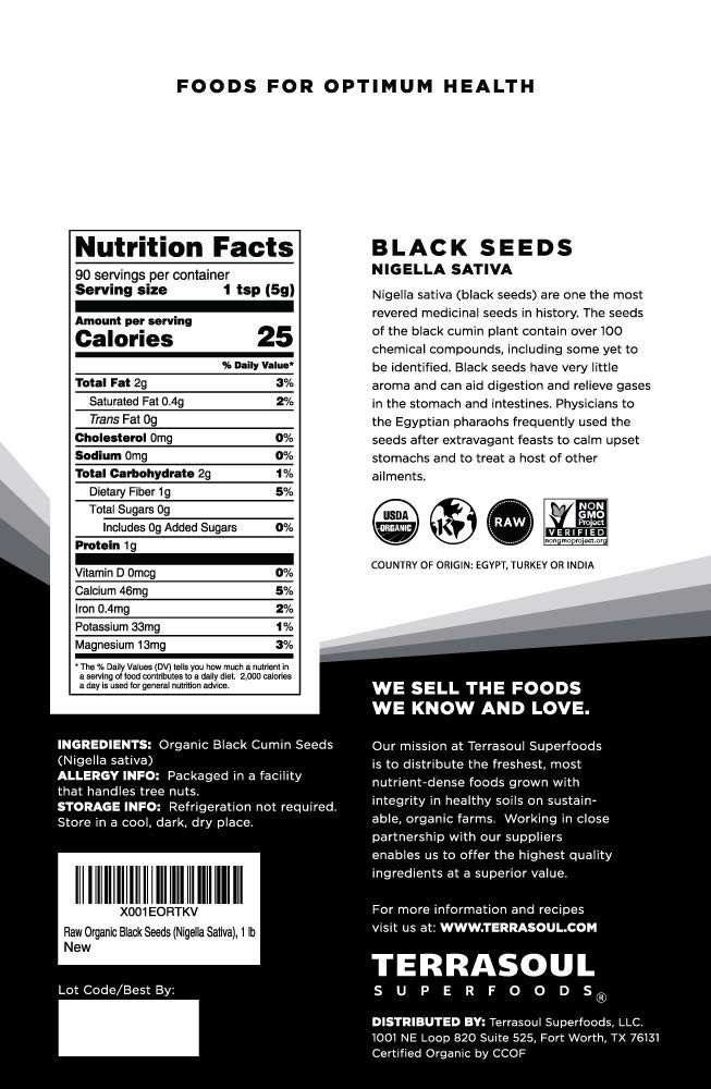Organic Black Cumin Seeds, 1 lb