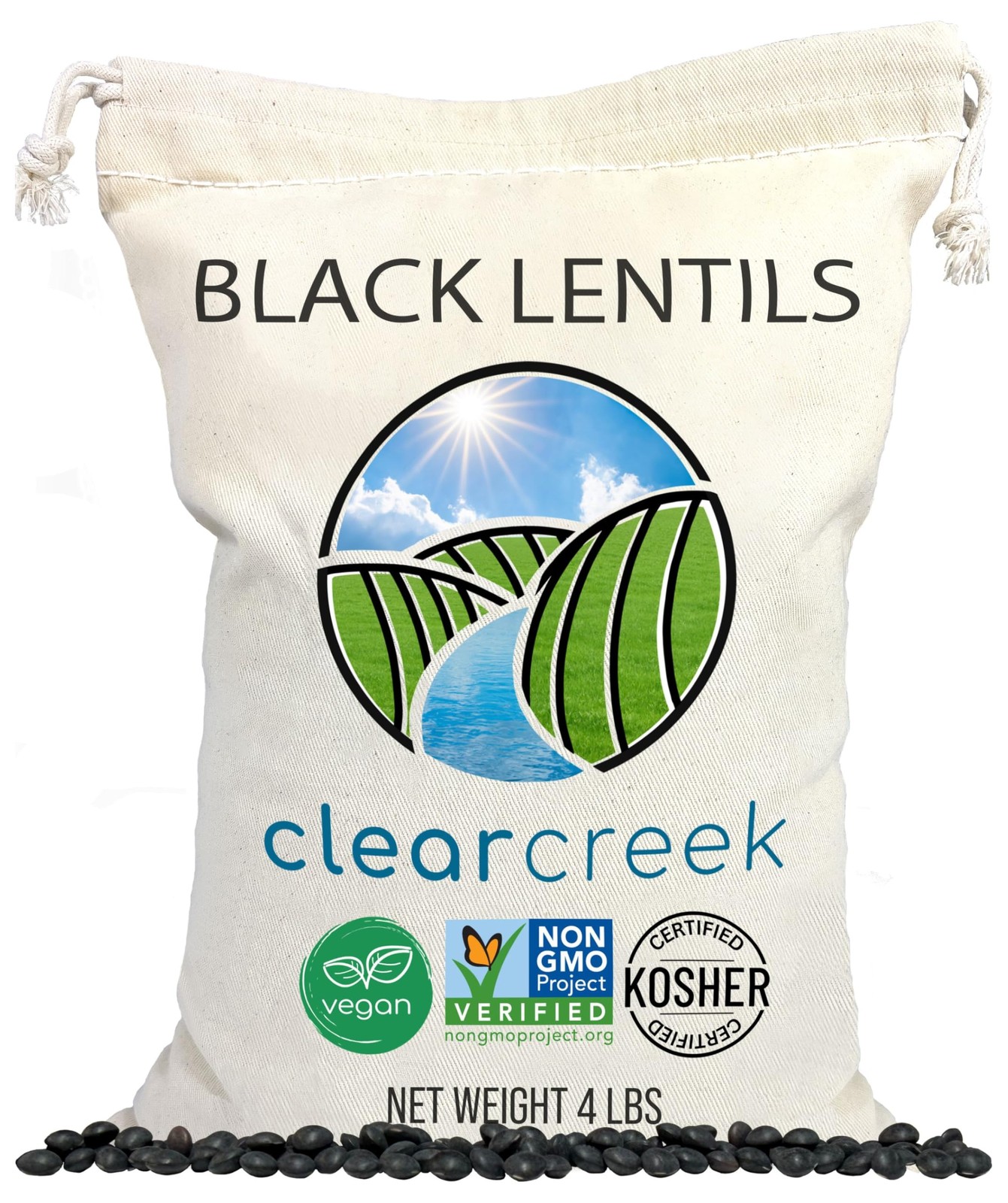 CLEAR CREEK Black Lentils | Caviar or Beluga Lentils | 4 lbs | NonGMO | Koshe…