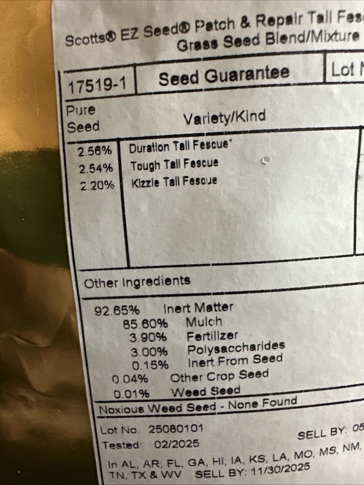 Scotts EZ Seed Patch & Repair Tall Fescue Lawns – 10 lb., Combination Mulch,