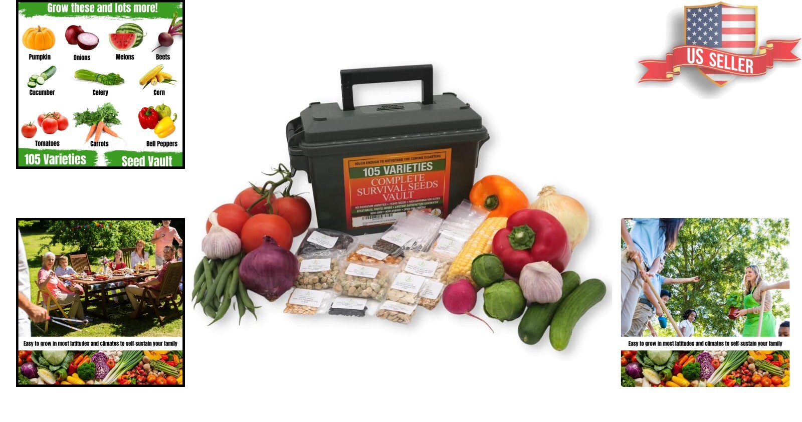 Sustainable Gardening Starter Kit – 105 Heirloom Seeds with 25 Year Shelf Life
