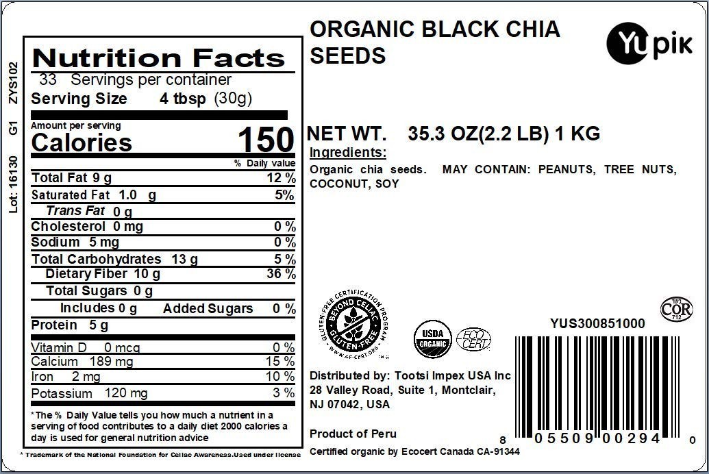 2.2 lb Organic Black Chia Seeds – Kosher, GMO-Free, Perfect for Healthy Recipes