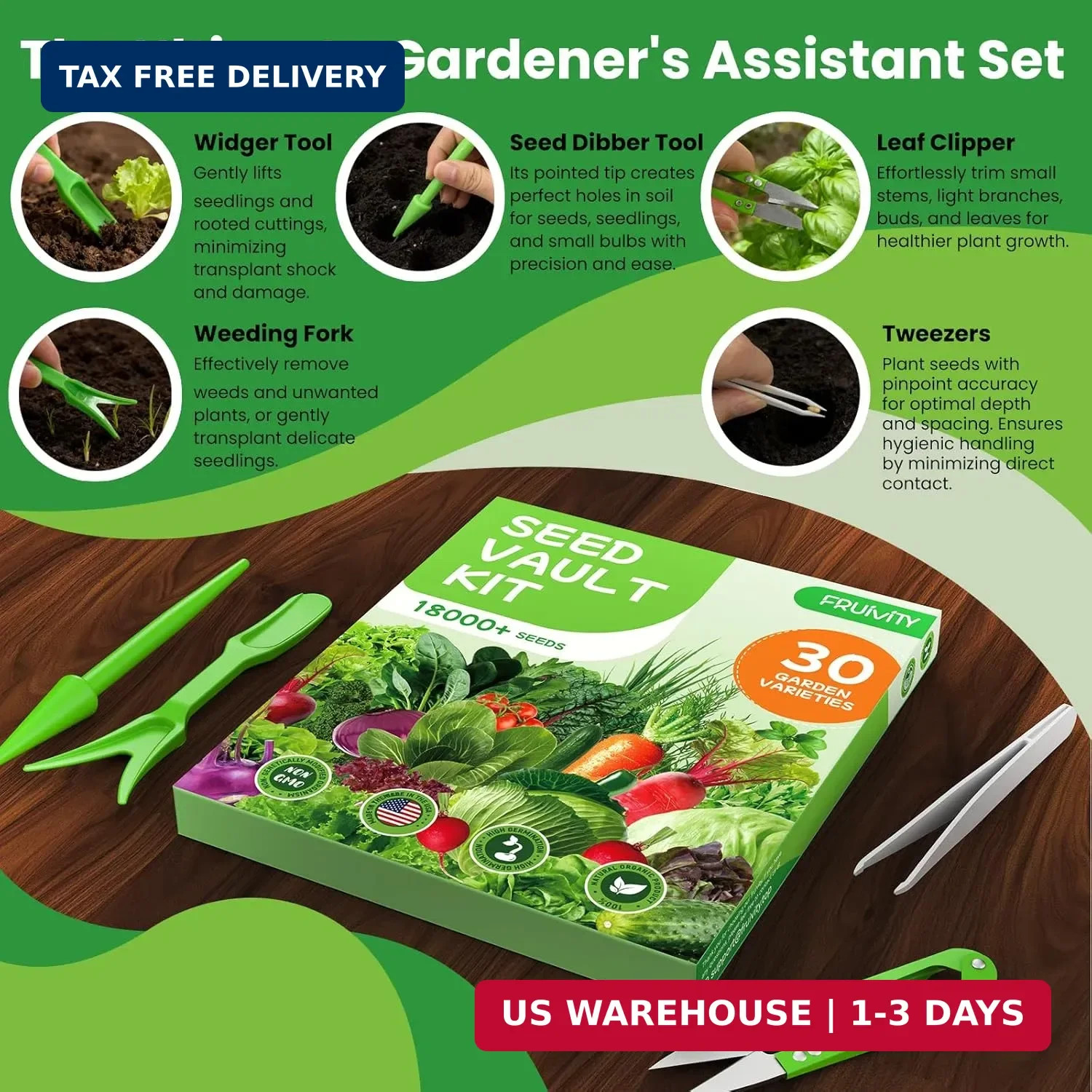 30 Heirloom Seeds Variety Pack – 18500+ Seeds for Planting Vegetables, Home Gard