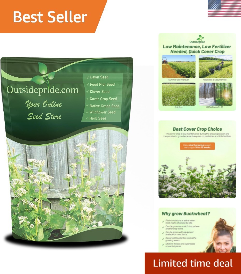 1oz Buckwheat Seeds for Green Manure – Fast-Growing Cover Crop & Habitat Support