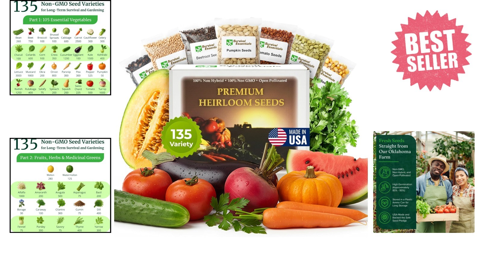 Complete Heirloom Seed Collection – 135 Varieties for All USDA Hardiness Zones