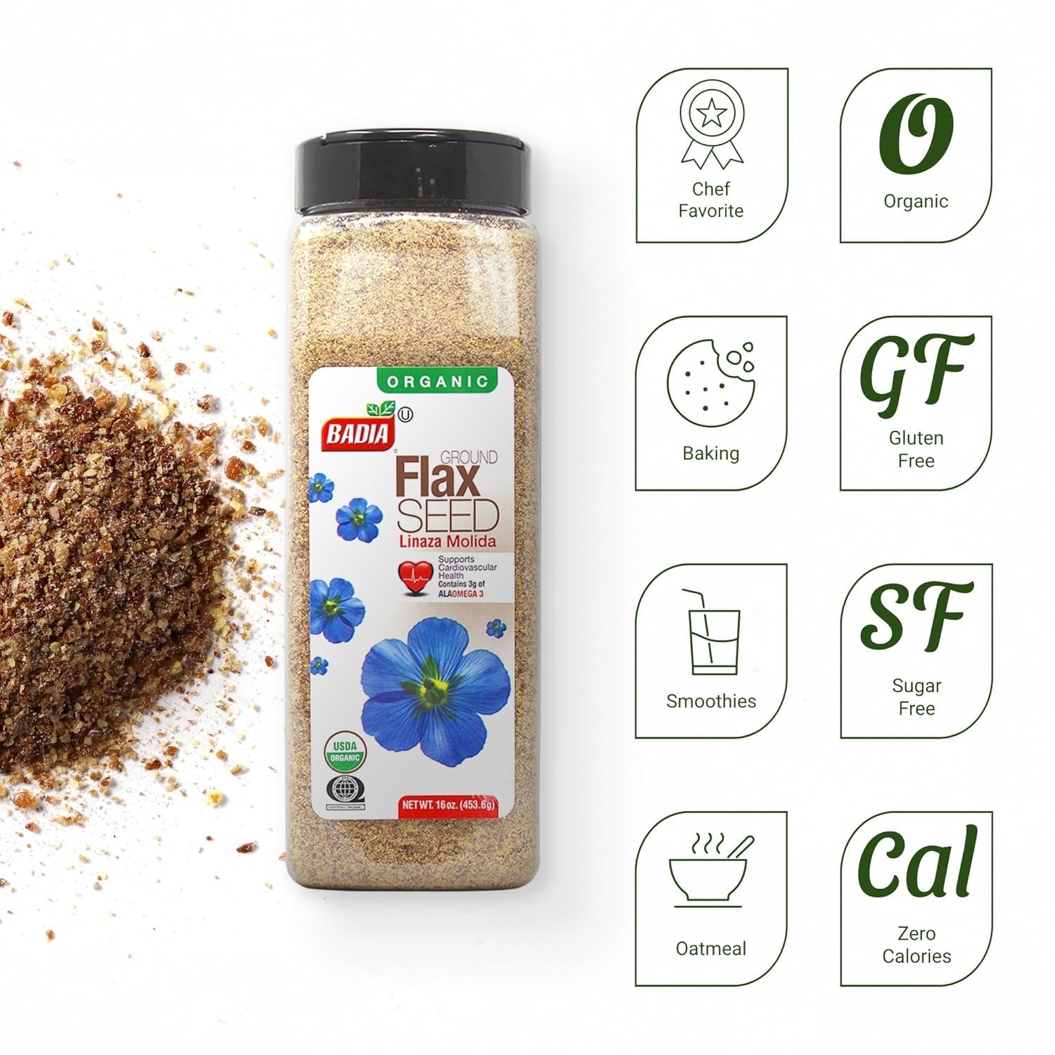 16 oz Organic Ground Flax Seed – Nutrient-Rich Superfood for Baking & Smoothies