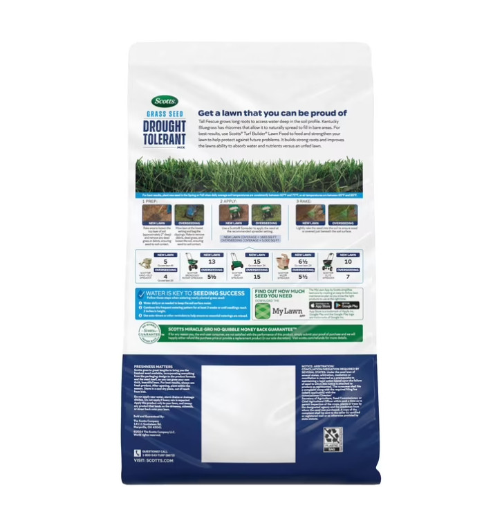 Scotts Grass Seed Drought Tolerant Mix, 5,000 sq. ft., 10 lb.