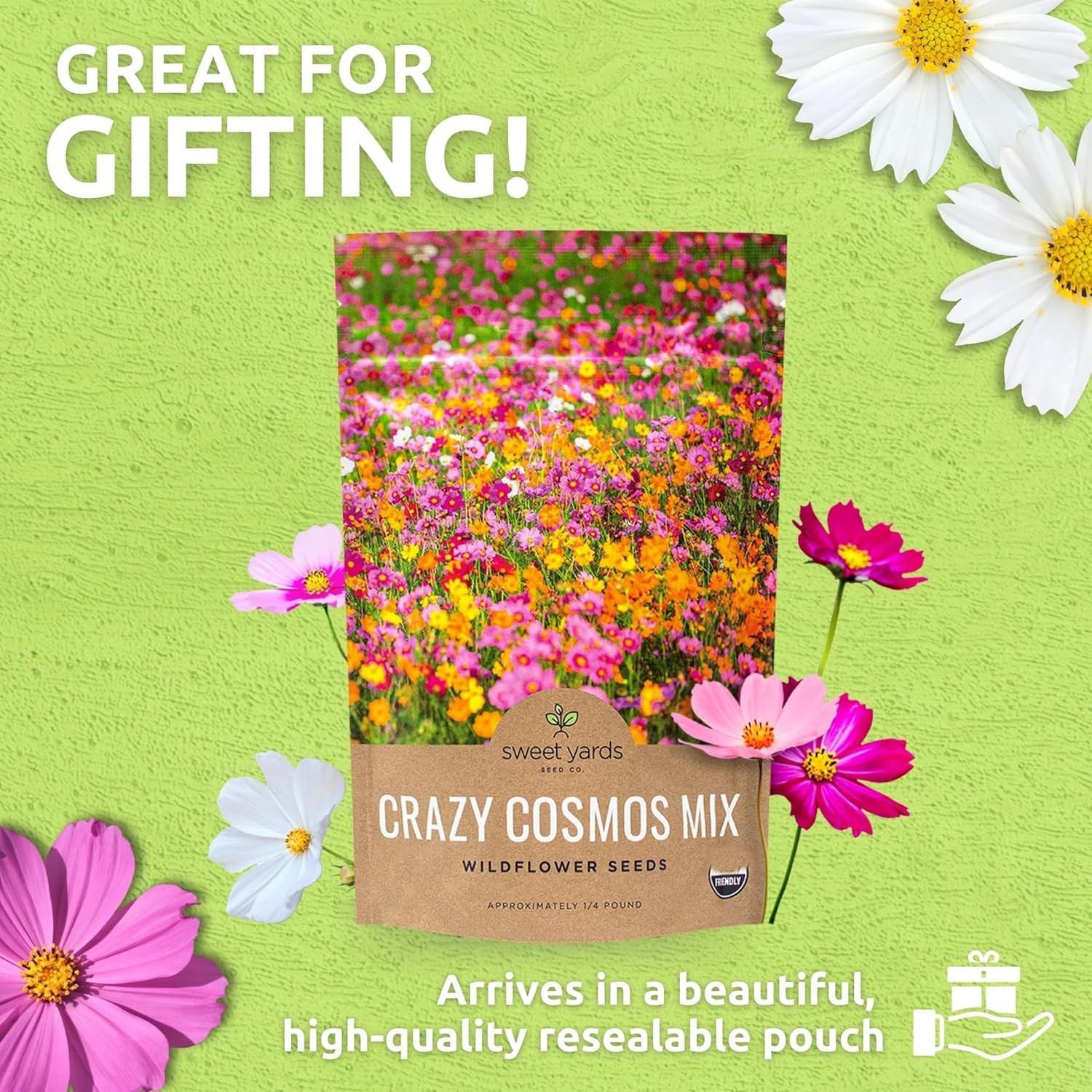 Stunning Cosmos Wildflower Seeds – Quarter Pound Bulk, 20,000 Multi-Color Seeds
