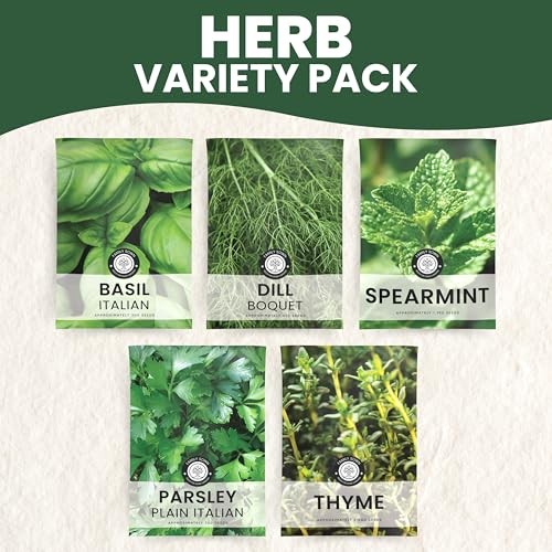 Herb Seeds | 5 Invidiual Packs | 2026 Season | Non-GMO | Basil, Herbs – 5 Packs