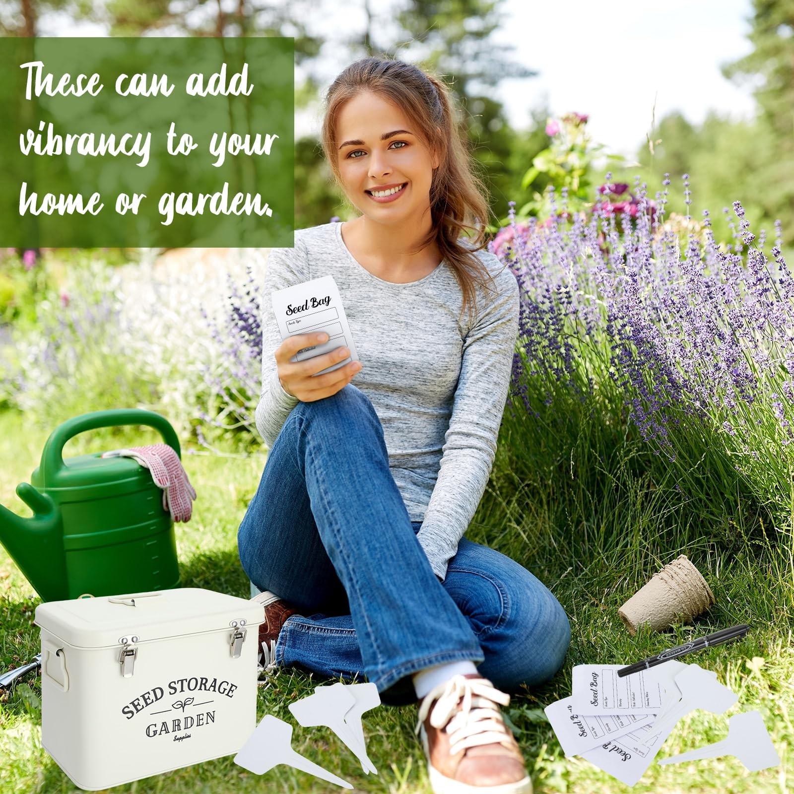 Seed Storage Container Box with Lid Garden Seed Packet Storage Organizer Deco…
