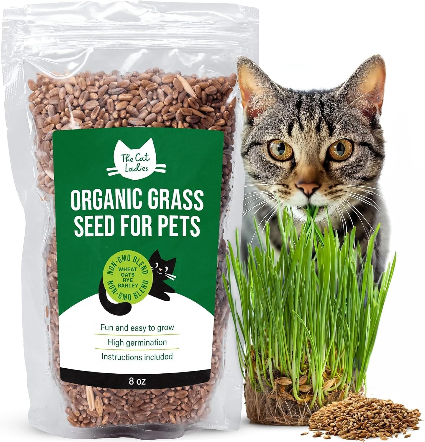 Organic Cat Grass Seed – Non-GMO, Pet-Friendly, Fast-Growing 8oz