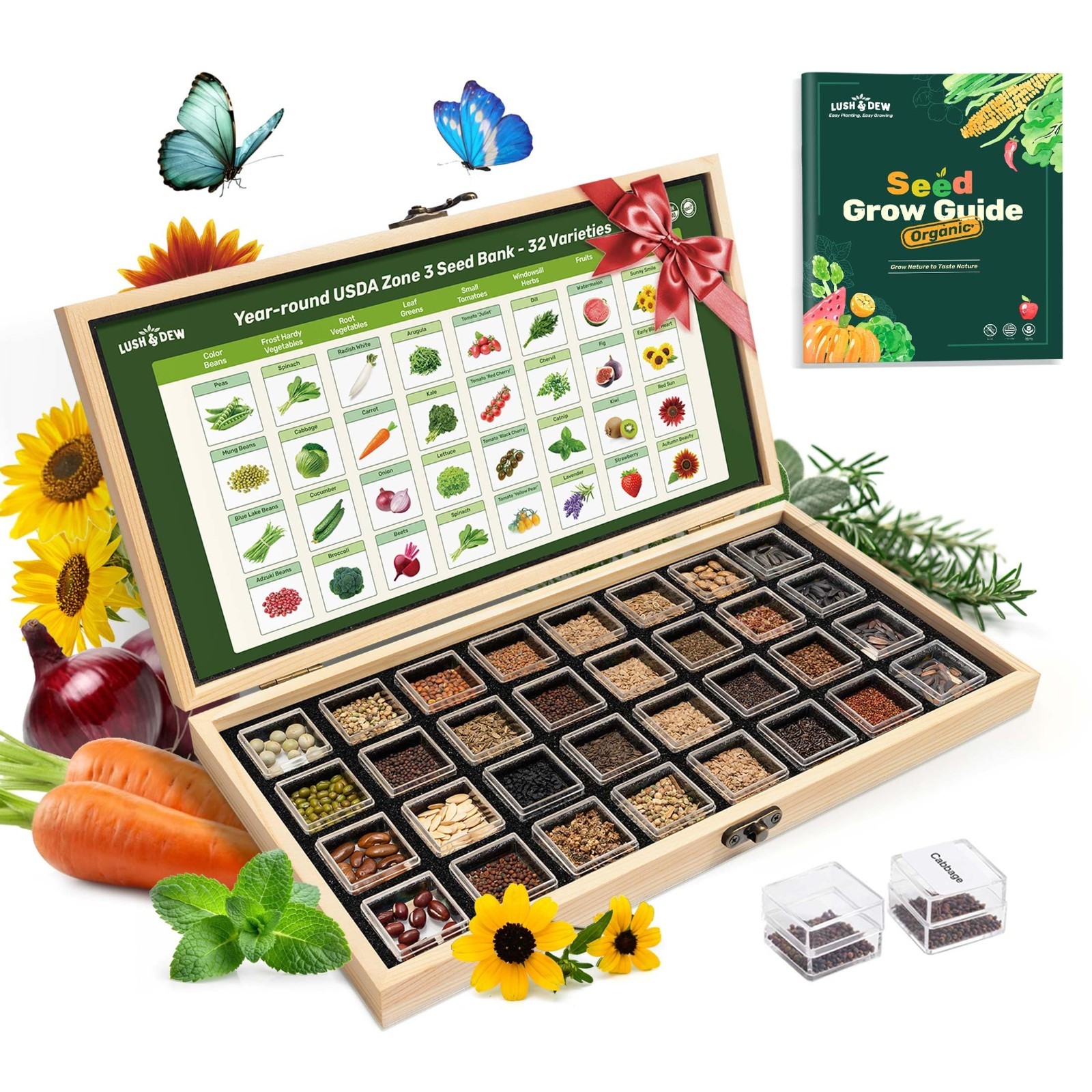32 Non-GMO Heirloom Seed Varieties for Gardening – Survival Seed Kit, Gifts for