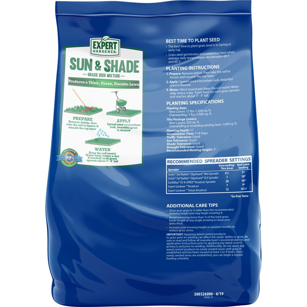 GRASS SEED Sun & Shade Northern Mix Sun to Partial Shade, 3, 7, 20 Lb.