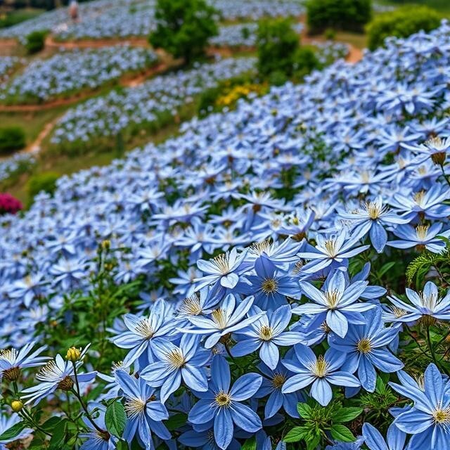 20 Blue Downy Clematis macropetala Hybrid Flower Seeds Climber Plant Hardy Vine