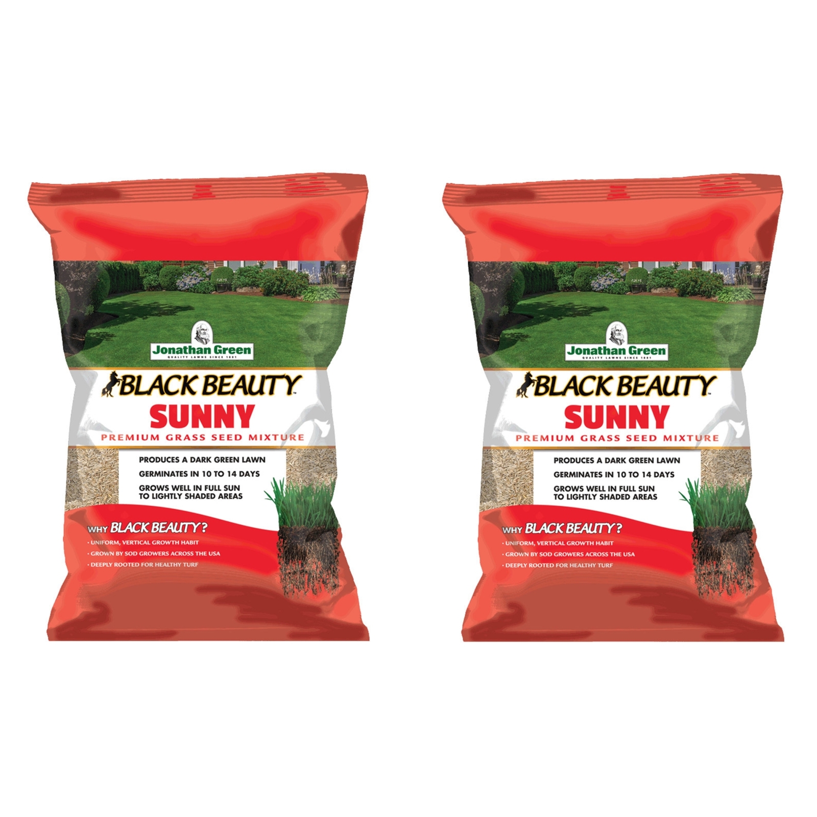 Jonathan Green Black Beauty Sunny Premium Grass Seed Mixture, 25lb bag, 2 Pack