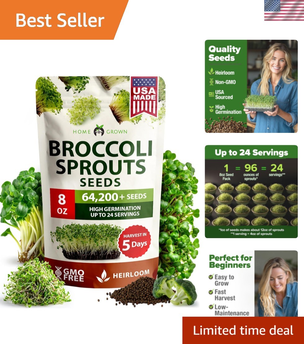Broccoli Seeds 8 oz Bulk Heirloom Non-GMO, High Germination, Sulforaphane Ric…