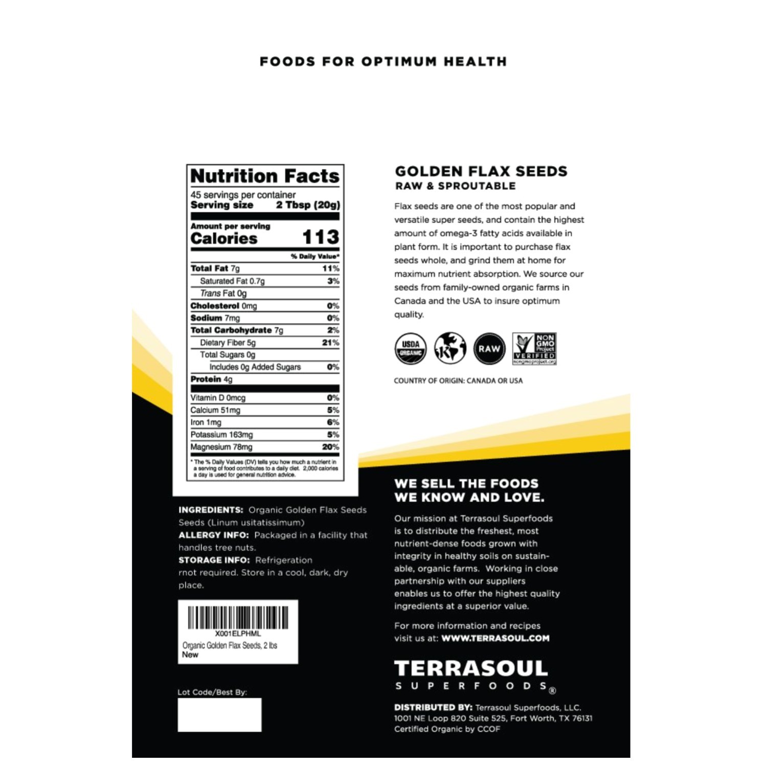Terrasoul Superfoods Golden Flax Seeds 3 Pack