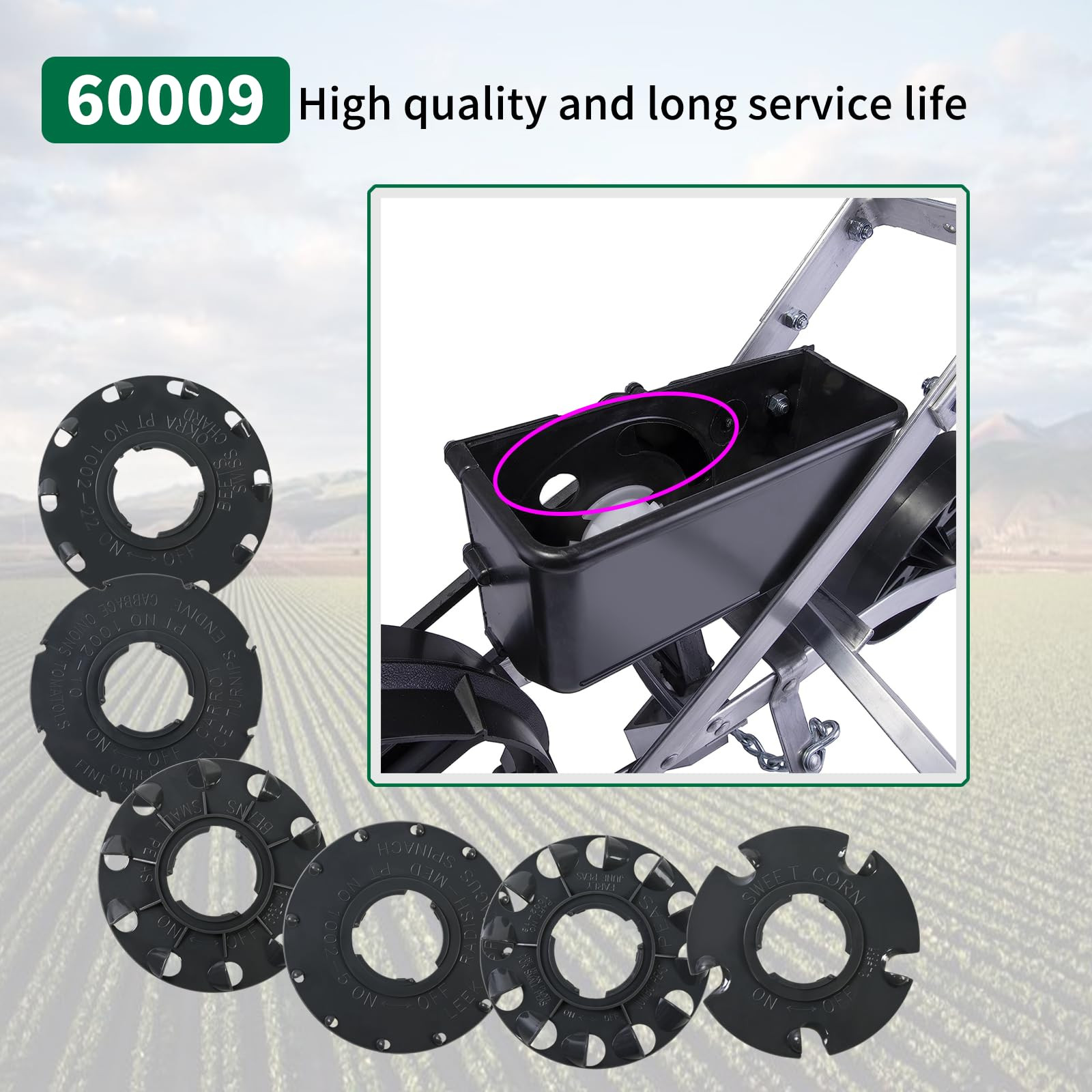 60009 Set 6 Standard Seed Plates Compatible with Earthway 1001-B Seeder Works…