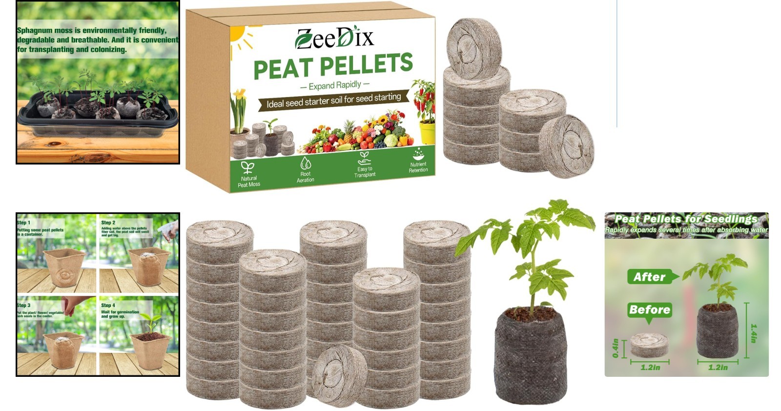 30mm 55Pcs Compressed Peat Pellet Seed Starters for Effortless Organic Gardening