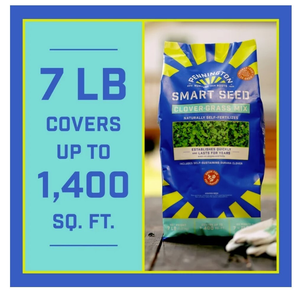 Smart Seed Clover & Grass Seed Mix, 7 lb, Low-Maintenance