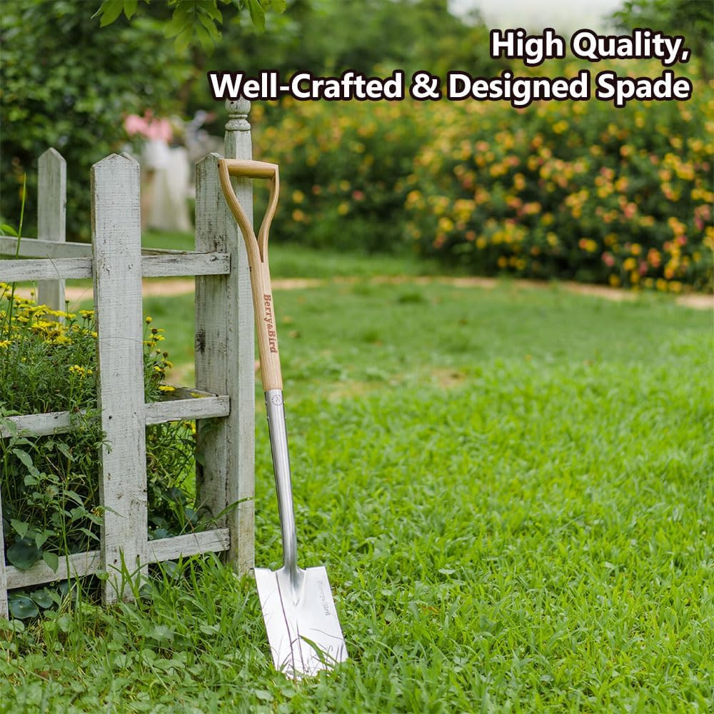 Garden Digging Spade, 41″ Stainless Steel Square Border Spade, Heavy Duty Europe