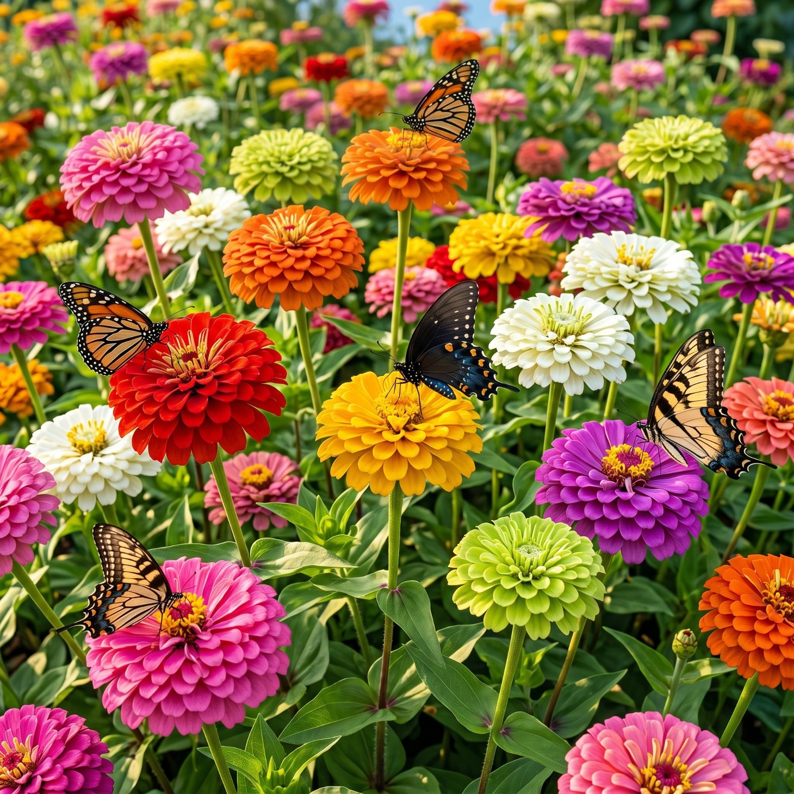 Zinnia GIGANTICA BUTTERFLY MAGNET Mix Flower Garden Huge Double Blooms 50 Seeds!