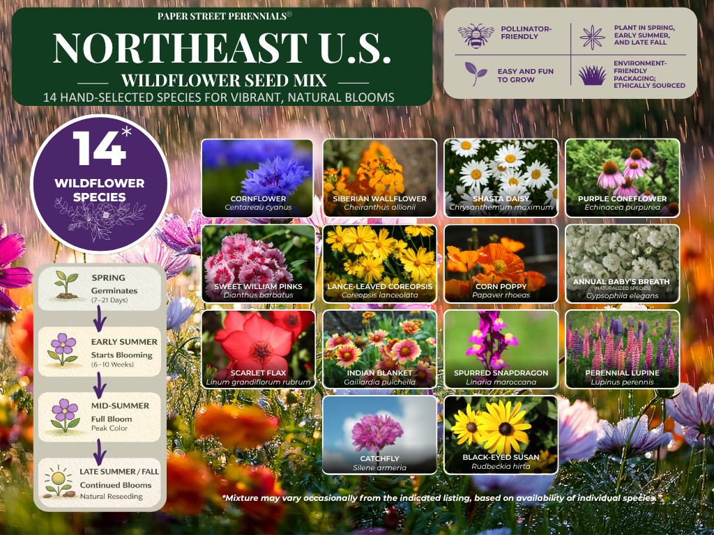 1/4 Pound Maine Bulk Wildflower Seed Mix (Northeast Varieties) 500 sq-ft