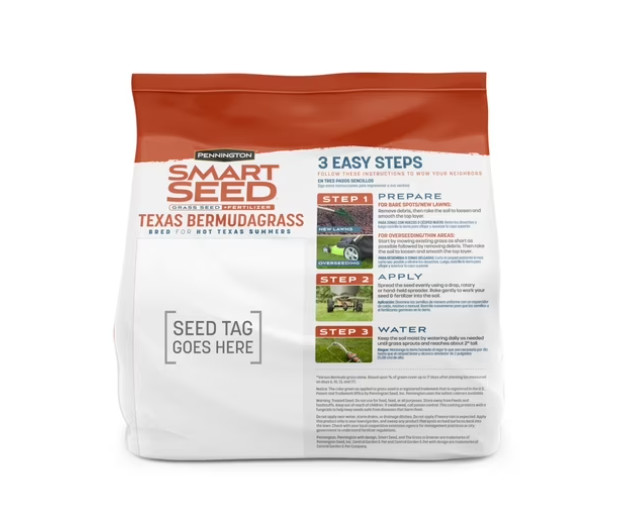 ( 2 pack ) Smart Seed Texas Bermuda Grass Seed Mix, for Full Sun, 1.75 Lb.