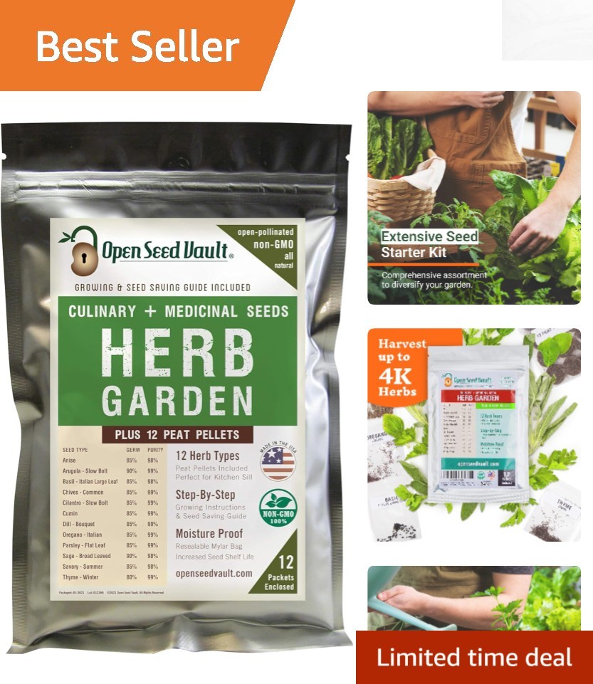 4,000 Non-GMO Heirloom Herb Seeds: 12-Pack Garden Starter Kit for Flavorful H…