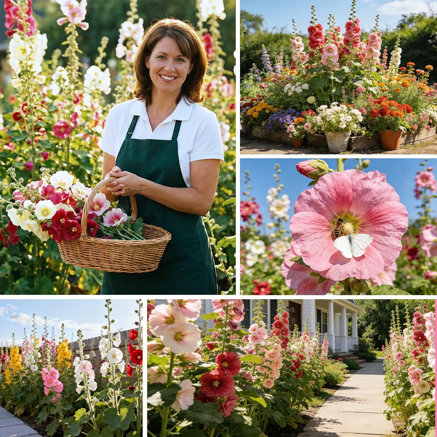 Hollyhock Seeds 3000+ Bulk Pack – Mixed Colors Perennial Heirloom Non-Gmo, Easy