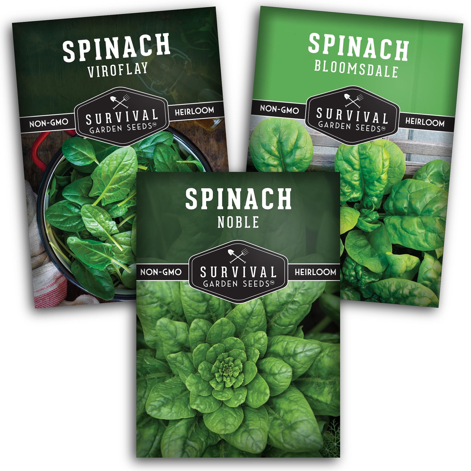 Spinach Seeds 3 Variety Heirloom Planting Pack NonGMO OpenPollinated Garden