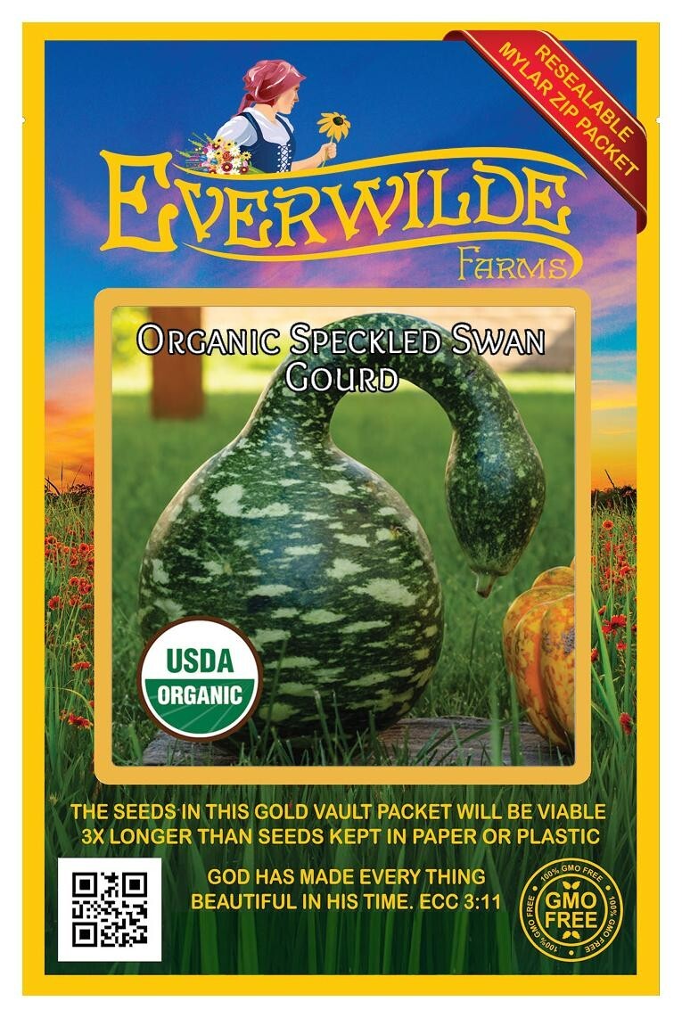 12 Organic Speckled Swan Gourd Seeds – Everwilde Farms Mylar Seed Packet
