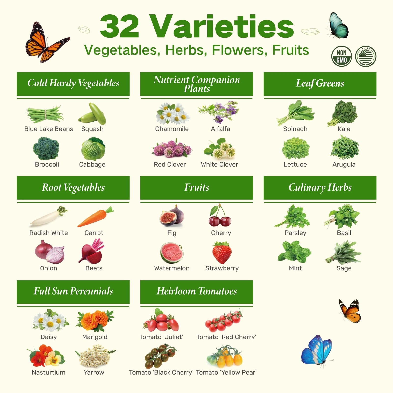 Lush&Dew YearRound USDA Zone 9 Seed Bank, Gardening Gifts for Women Men, 32 V…