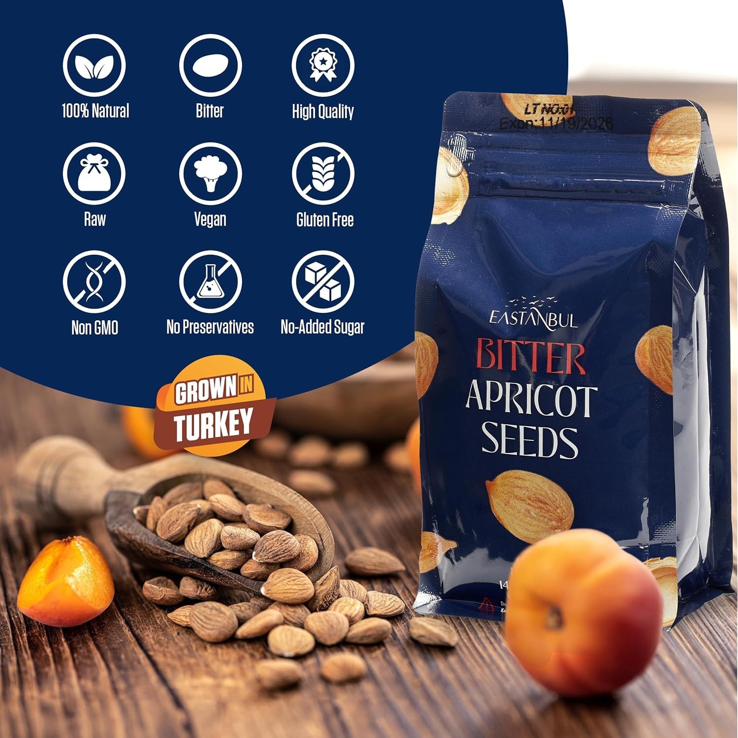 Authentic Raw Apricot Kernels 14.5oz, & Gluten Free – Healthy Snack Option