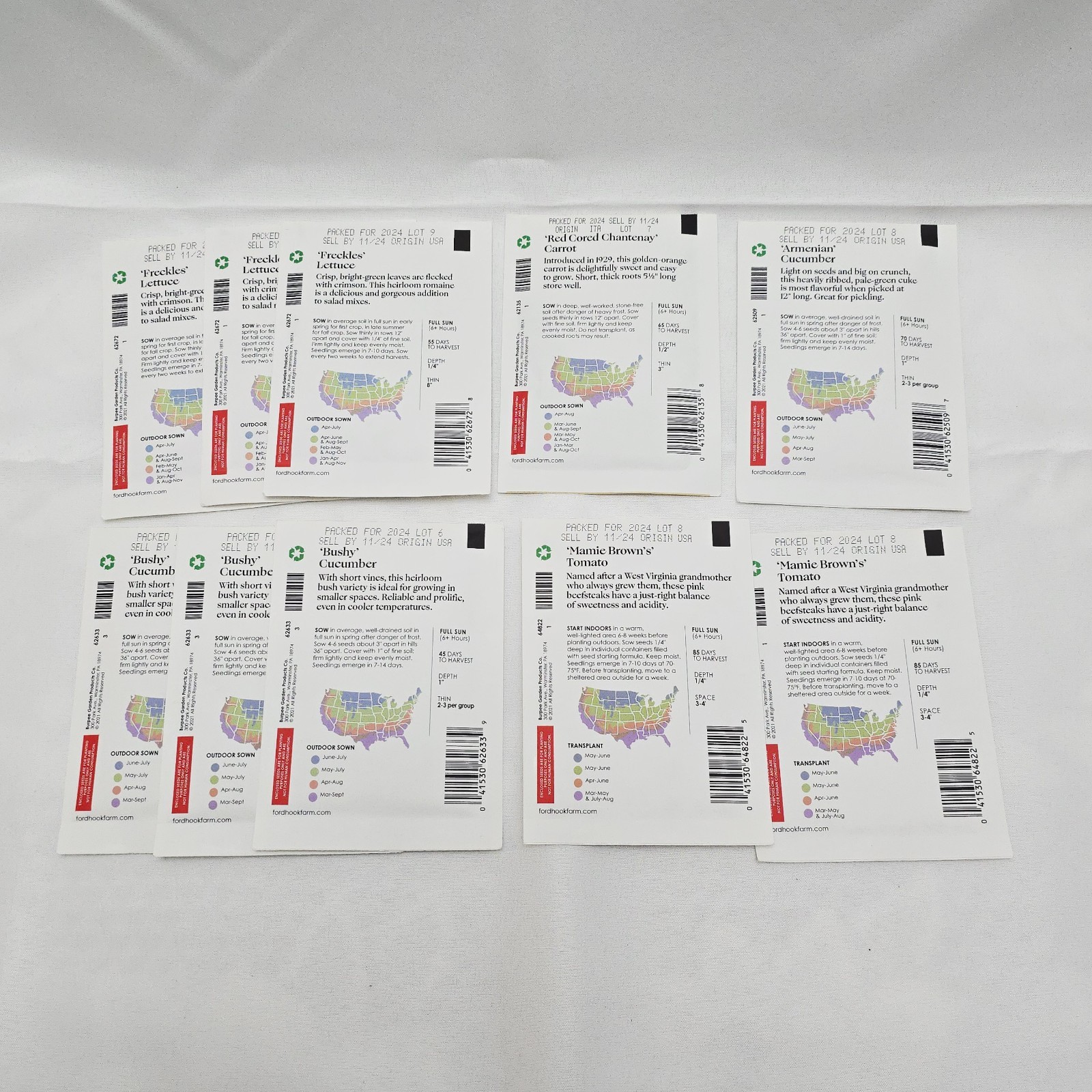 Garden Seeds Lot of 10 Packs of Burpee Fordhook Farms Vegetable Fruit 2024
