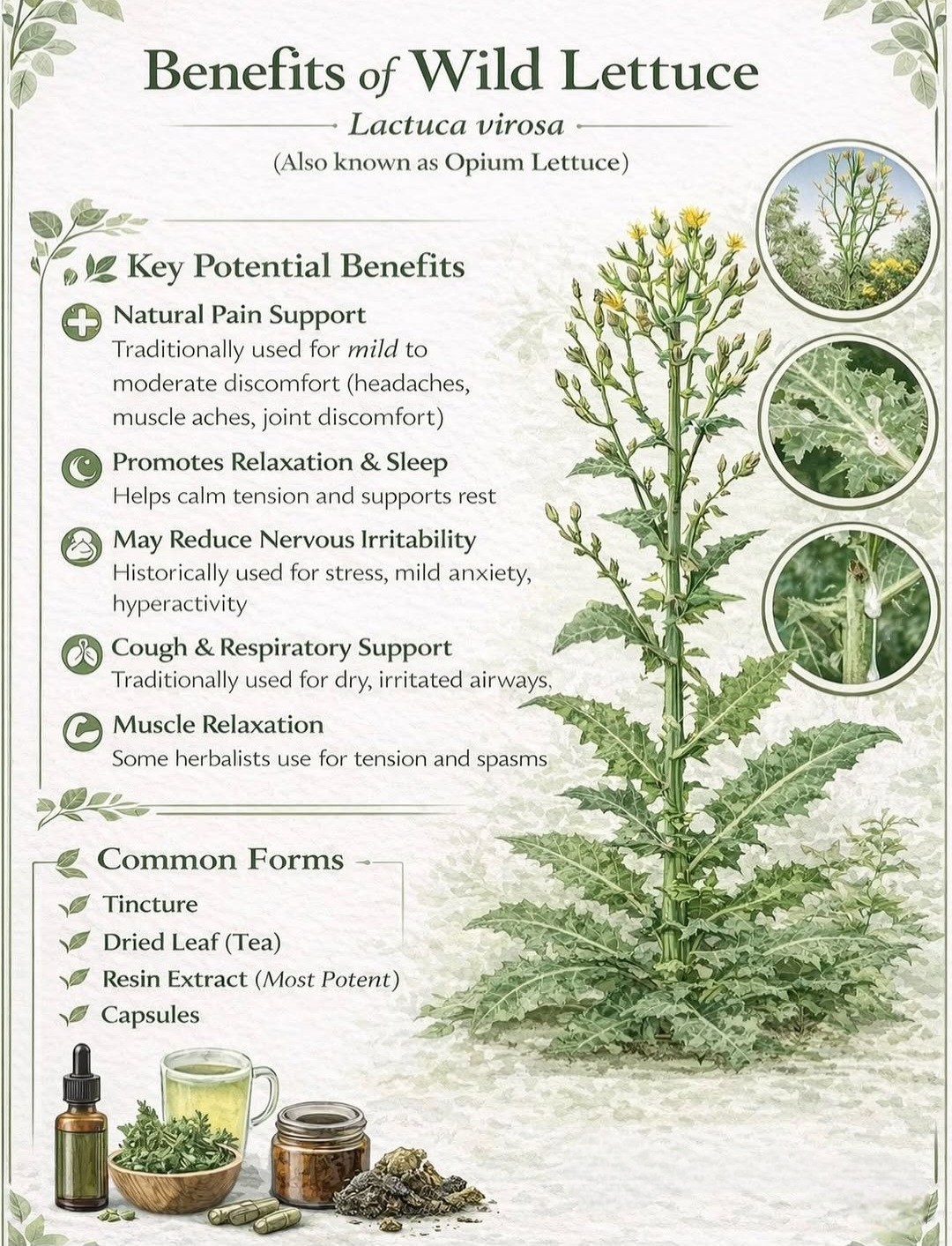 3LIVE WILD LETTUCE PLANTS! Lactuca Serriola Prickly Opium Lettuce Medicinal Herb