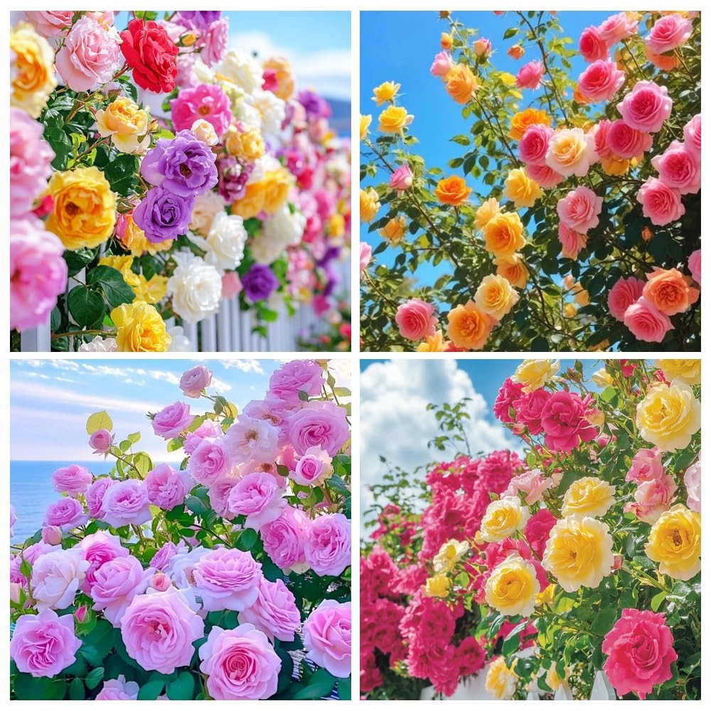 250+ Mix Climbing Roses Flowers Seeds -Rose Bushes Vine Seeds for Planting