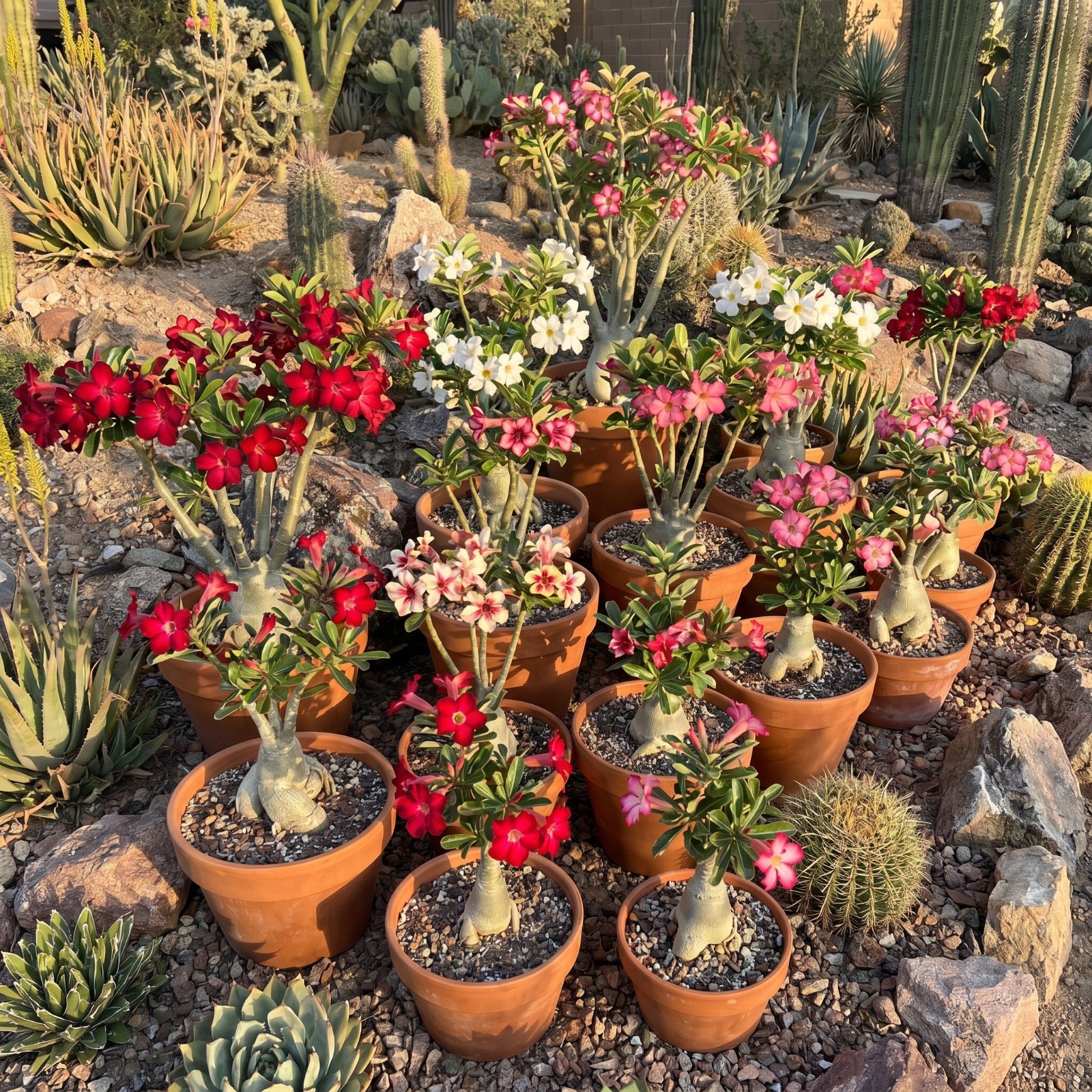 2 Mix Desert Rose Plants, Live Succulent Garden Plants 4–7″ Tall