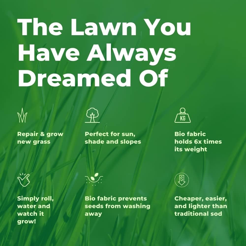 Sustainable Bermuda Rye Grass Seed Mat – 50 SQFT for Lush Outdoor Lawns