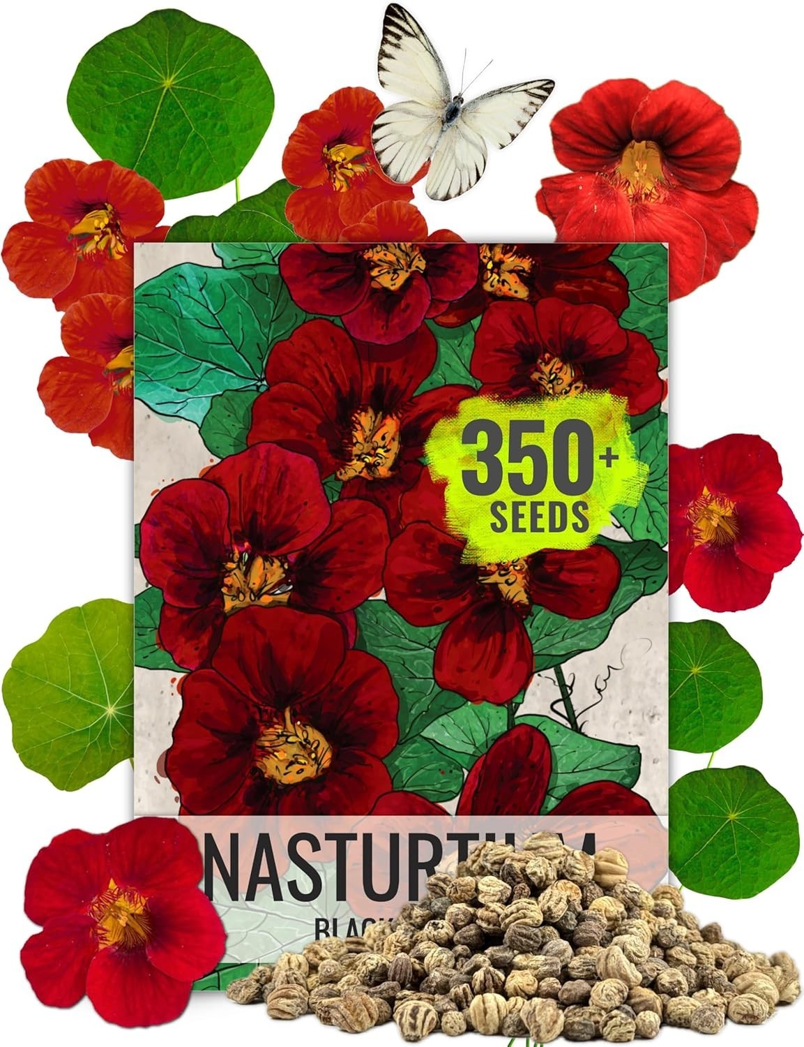 Nasturtium Seeds Black Velvet Variety | 350+ Seeds Tropaeolum