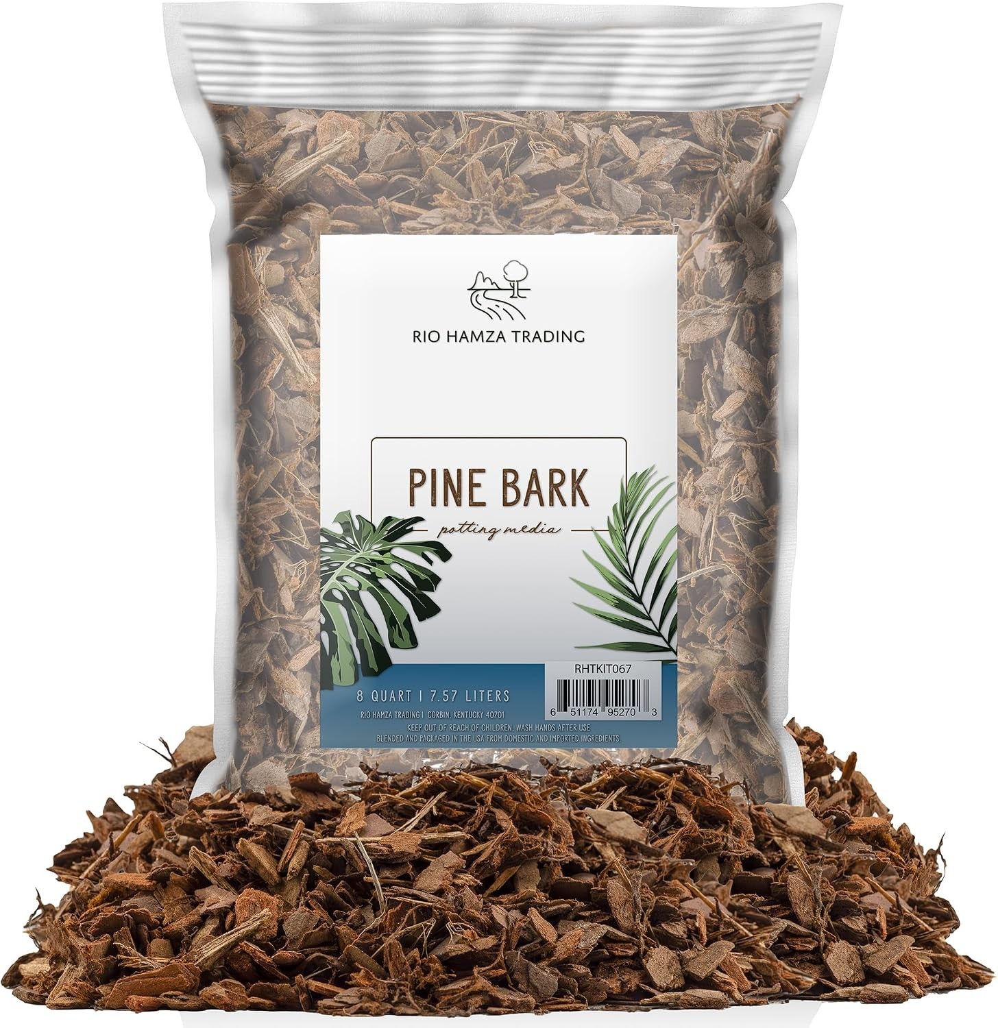 All-Natural Pine Bark Mulch for Soil Supplement and Houseplant Decor 8 Quarts
