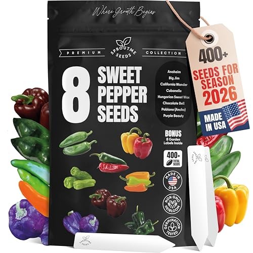 SproutMe Sweet & Mild Bell Pepper Seeds Variety Pack for 8 Sweet Pepper Seeds
