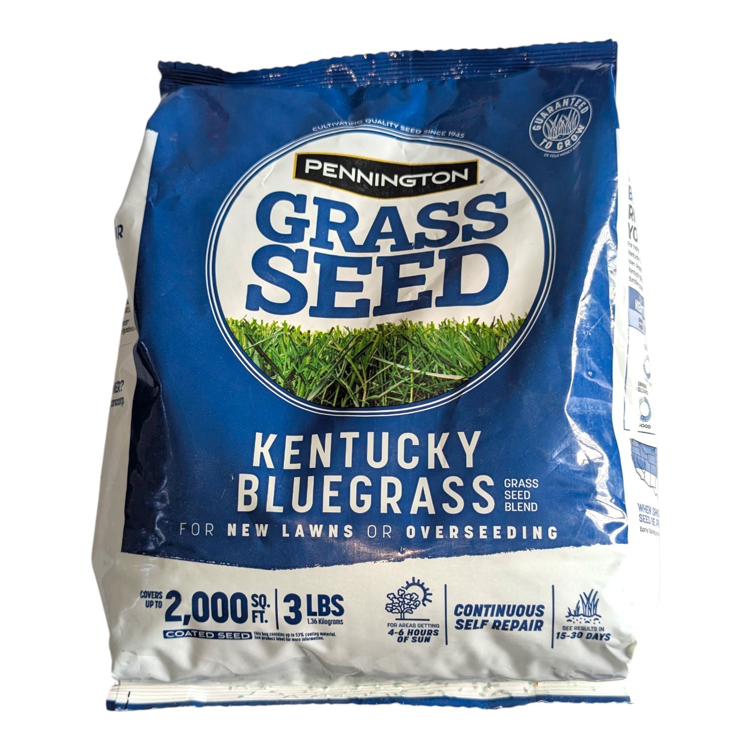 Kentucky Bluegrass Northern Grass Seed Mix, Sun Light to Partial Shade, 3 lb Bag