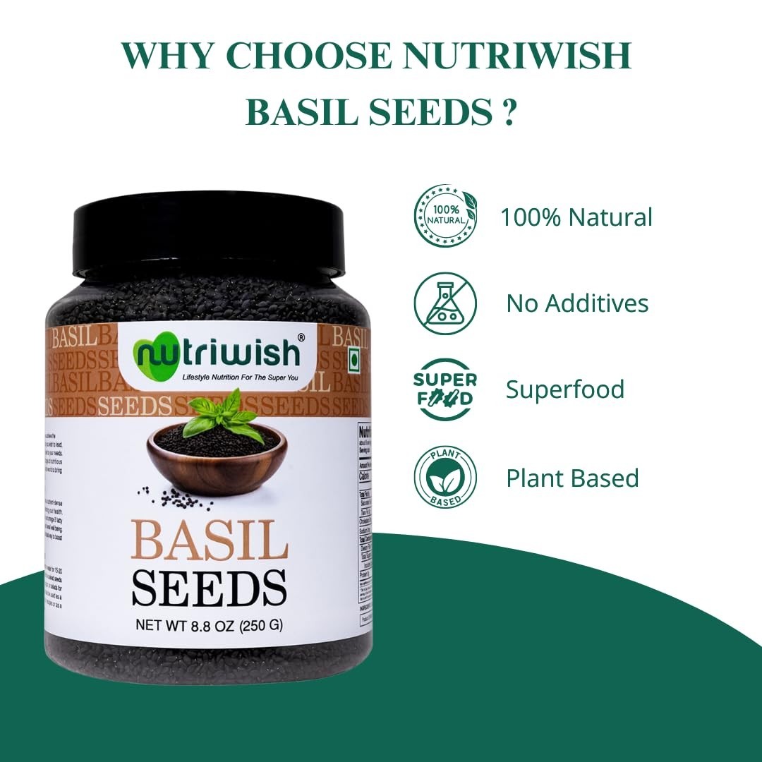 Organic Basil Seeds 250g – Versatile Superfood for Smoothies & Salads