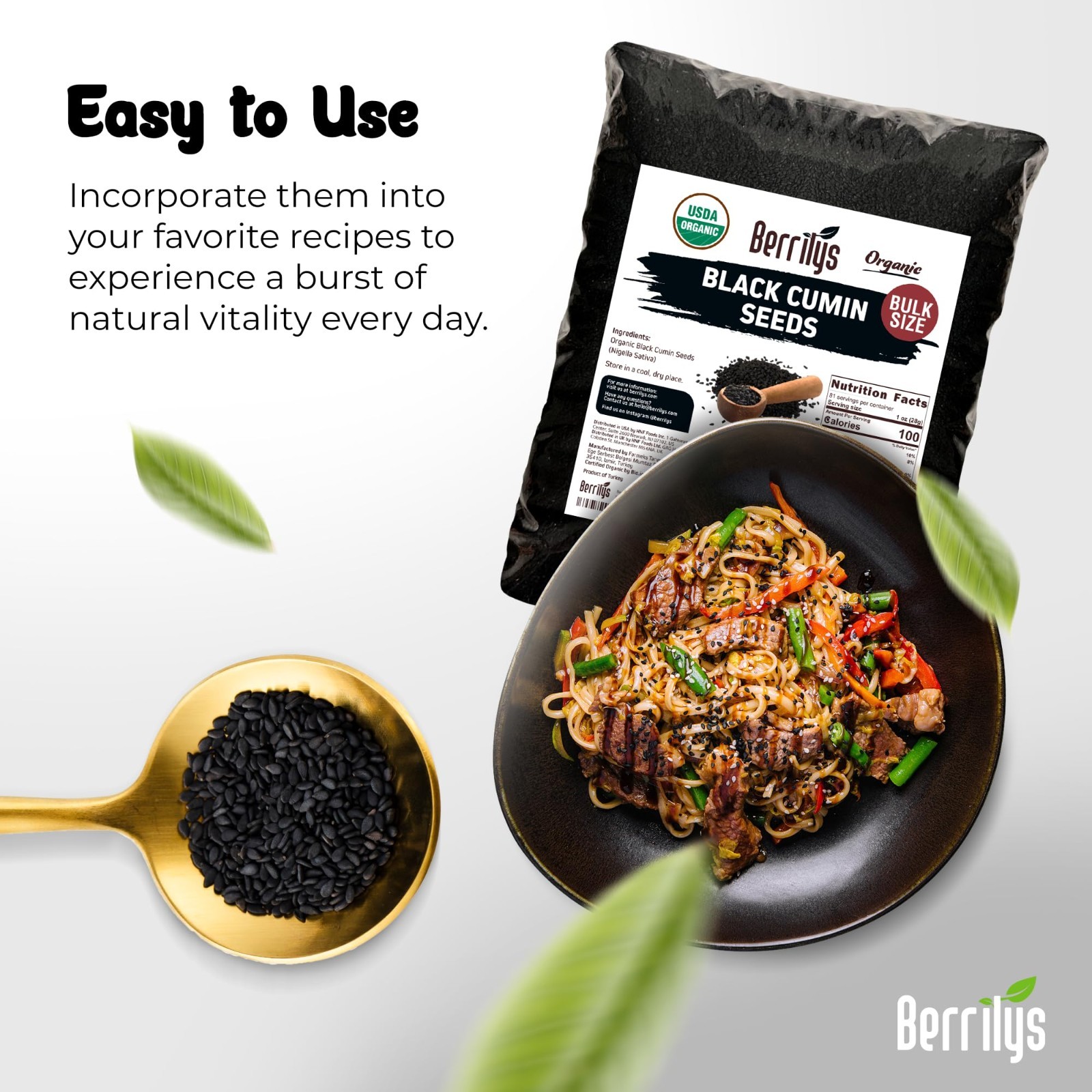 Organic Black Cumin Seeds 5 LB – Nigella Sativa, Kalonji, Vegan, Keto, Baking &