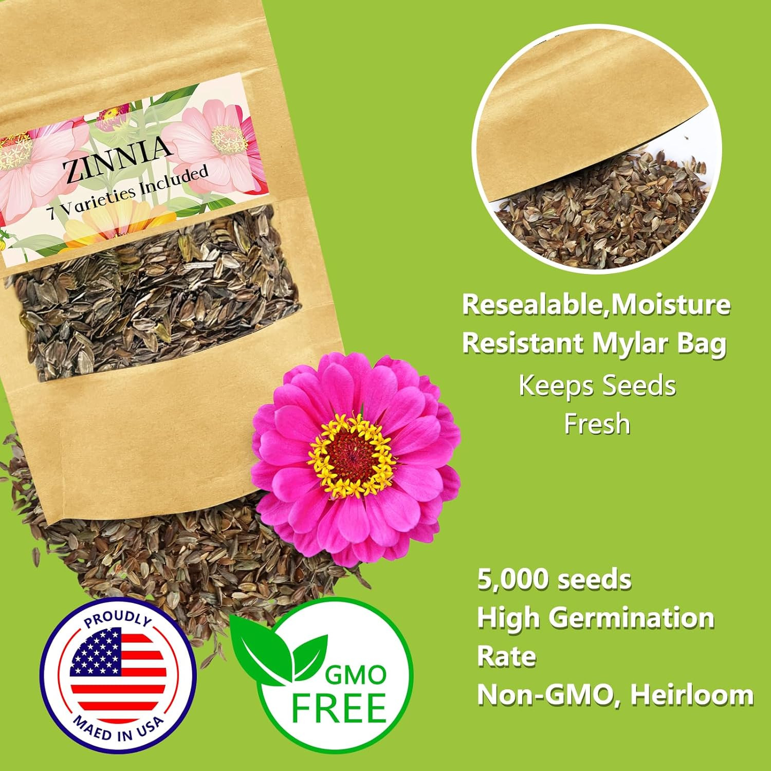 Zinnia Seeds Bulk 5,000+ | Outdoor Flower for Planting |Giant Zinnia Seeds fo…