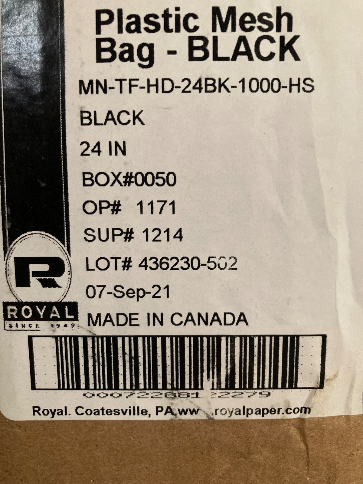 1 New Black Polymesh Produce Bag, 24” long