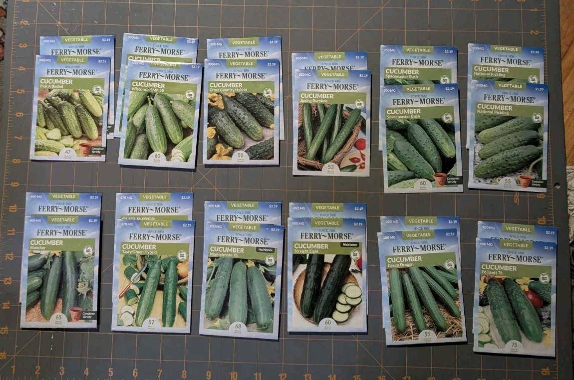 Mixed Lot 24x Ferry Morse Cucumber Seeds 2024 Non-GMO Pickles Variety Lot 1